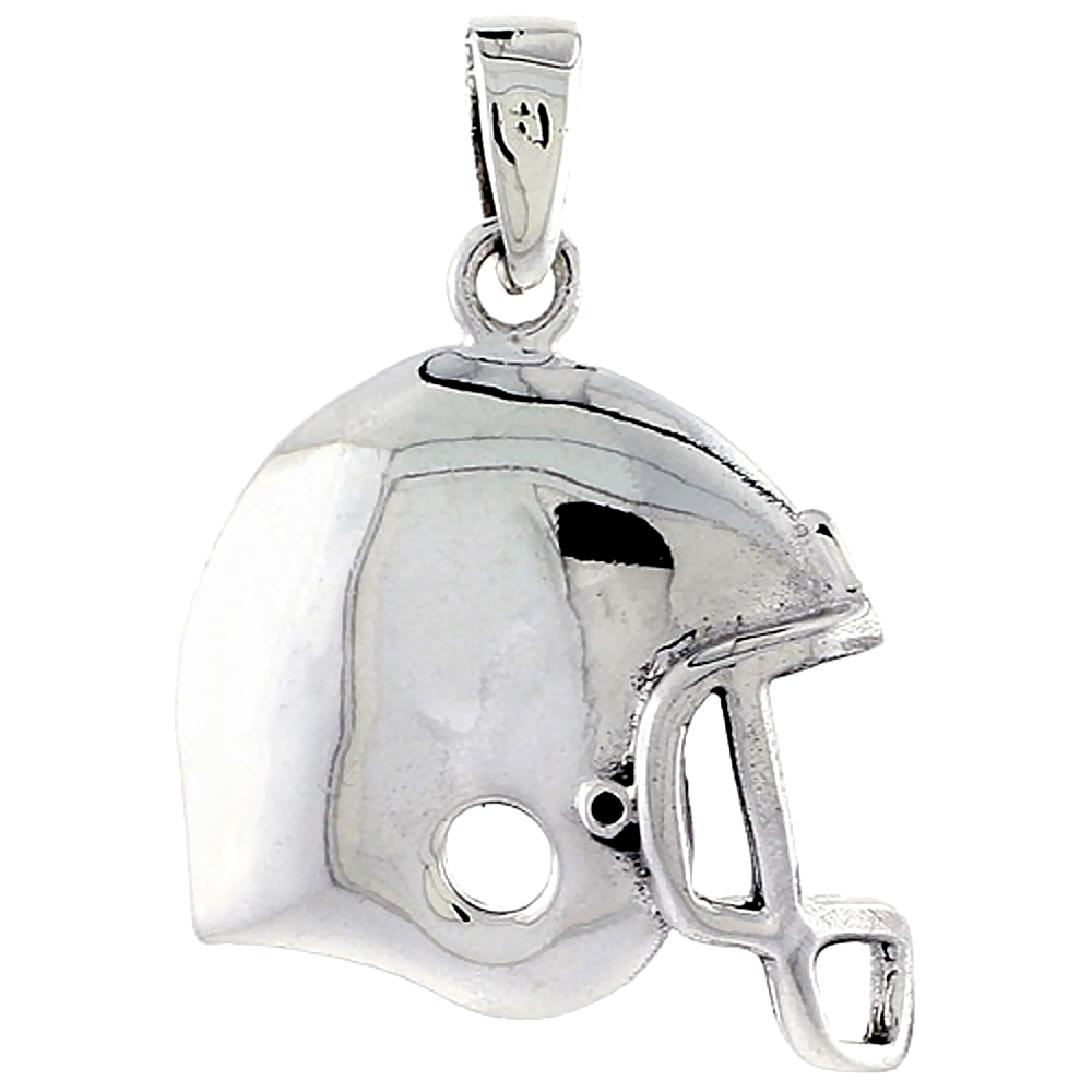 STERLING SILVER FOOTBALL HELMET CHARM 7/8 INCH TALL
