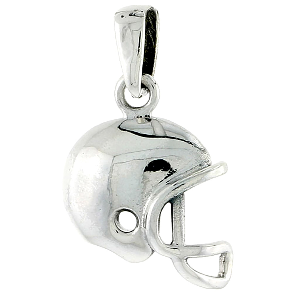 STERLING SILVER FOOTBALL HELMET CHARM 5/8 INCH TALL