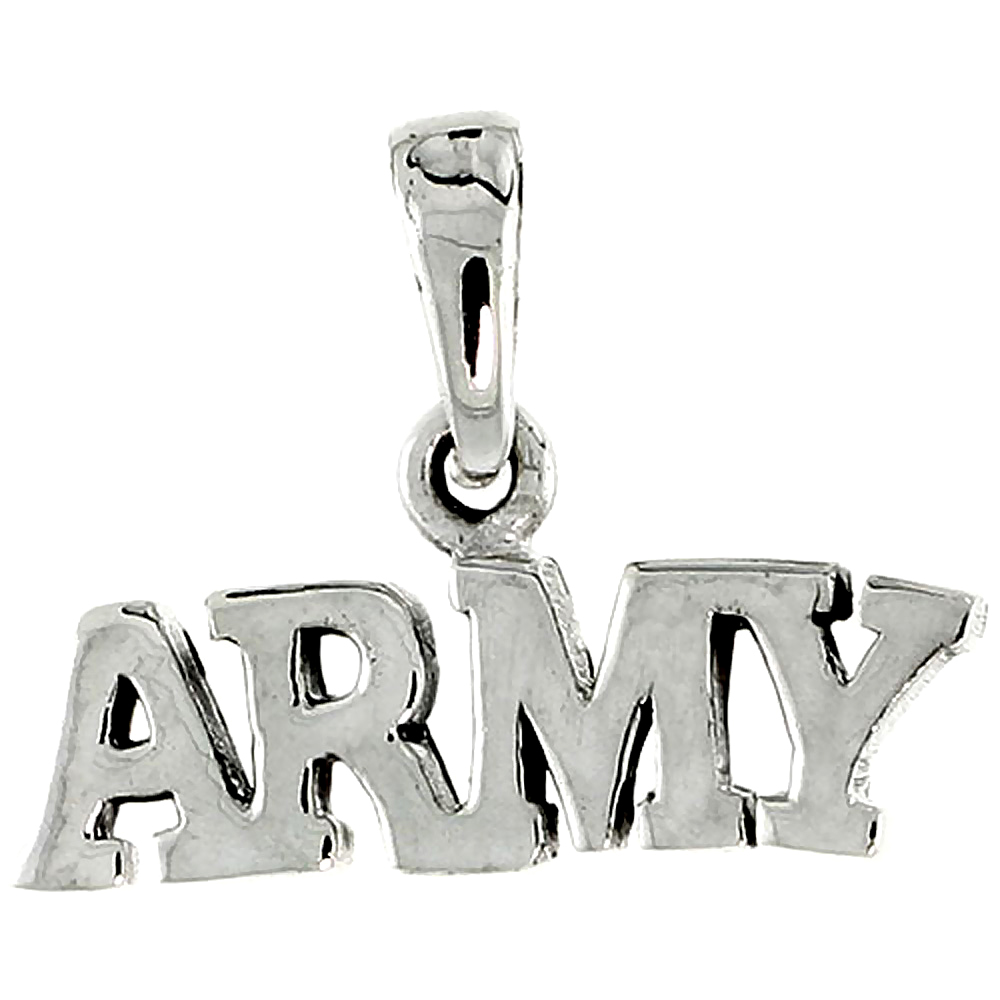 STERLING SILVER ARMY WORD CHARM 3/4 INCH WIDE