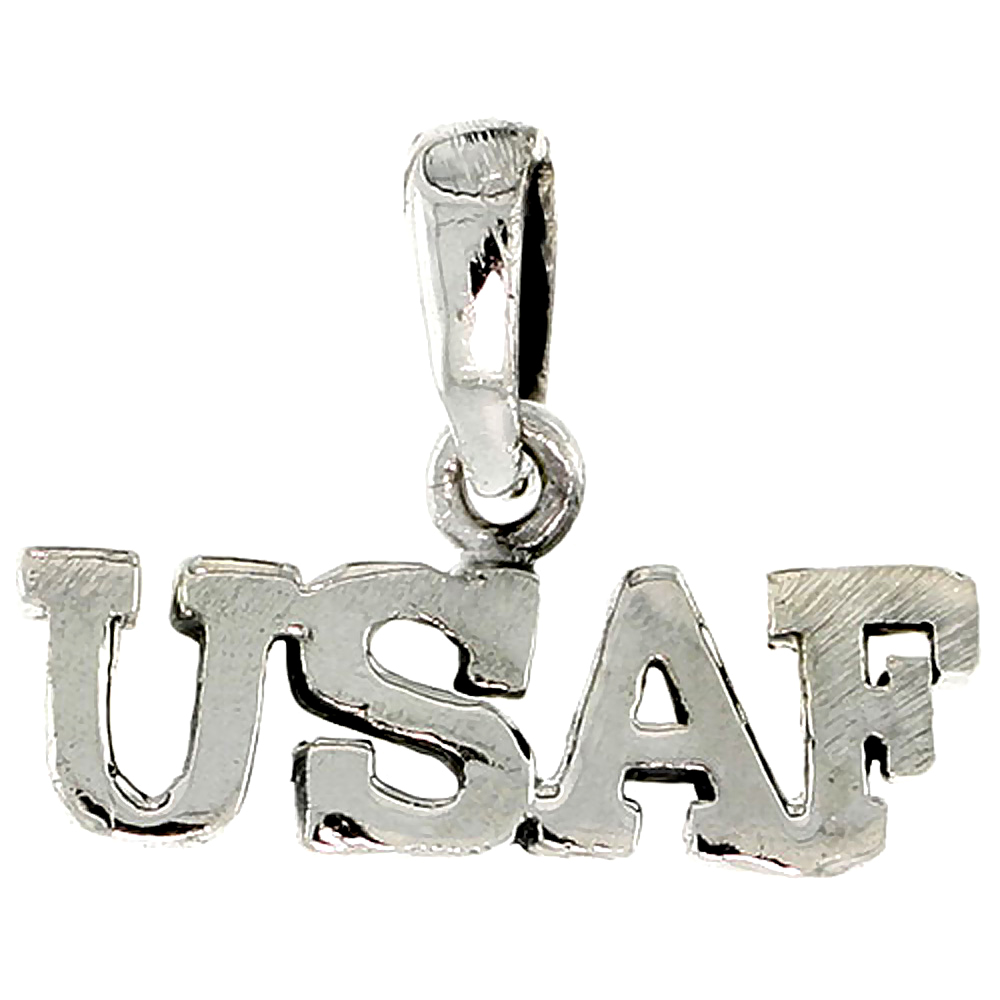 STERLING SILVER AIR FORCE AF WORD CHARM 3/4 INCH WIDE