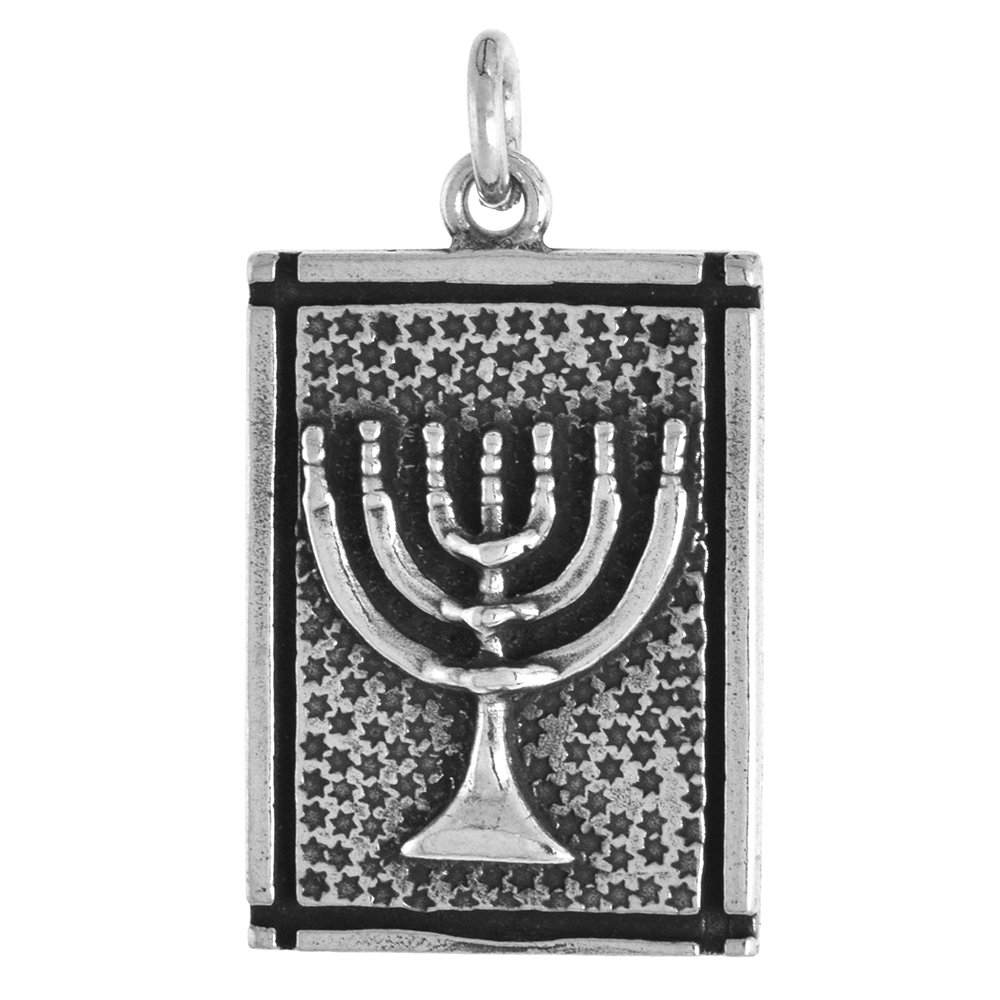 STERLING SILVER MENORAH CHARM 1 1/16 INCH TALL