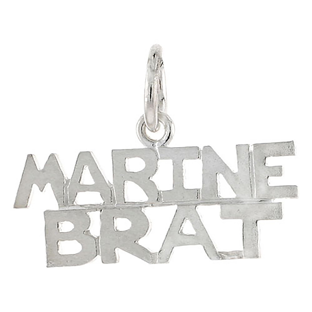 STERLING SILVER MARINE BRAT WORD CHARM 1 INCH WIDE