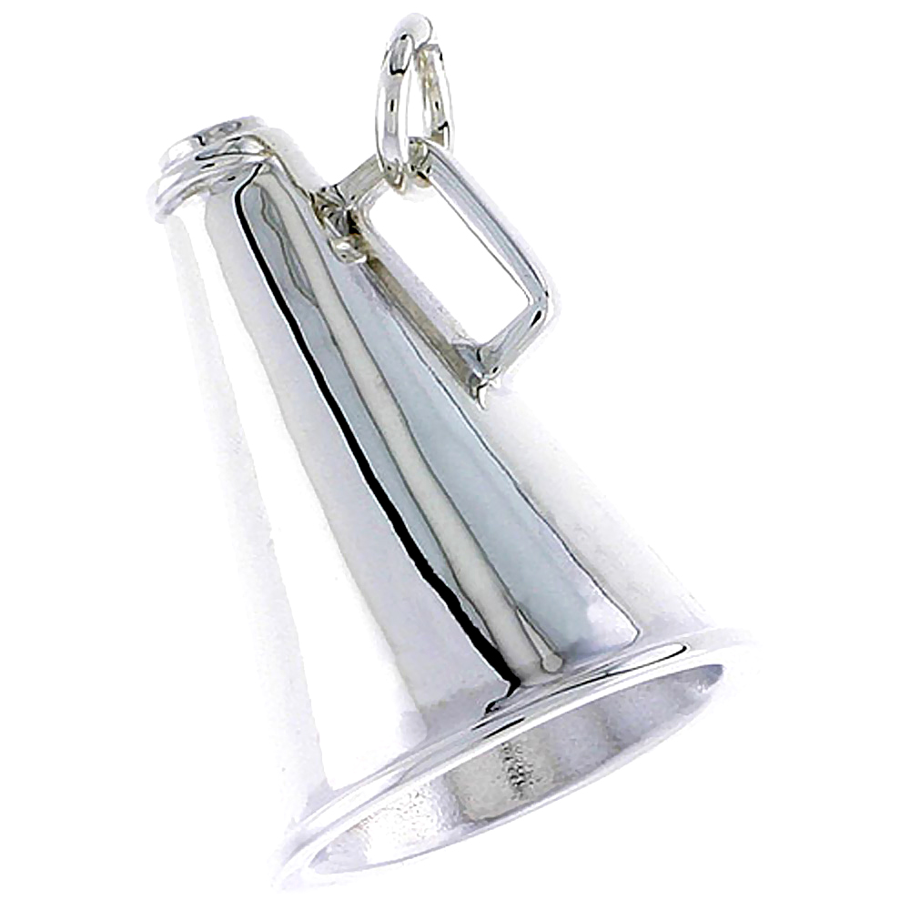 STERLING SILVER MEGAPHONE CHARM 1 INCH TALL