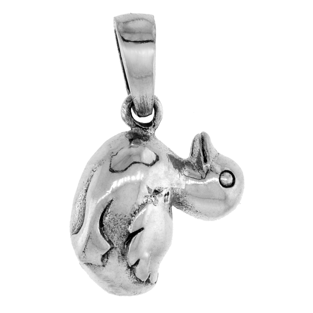7/8 inch Sterling Silver Rubber Ducky Necklace Diamond-Cut Oxidized finish available with or without chain