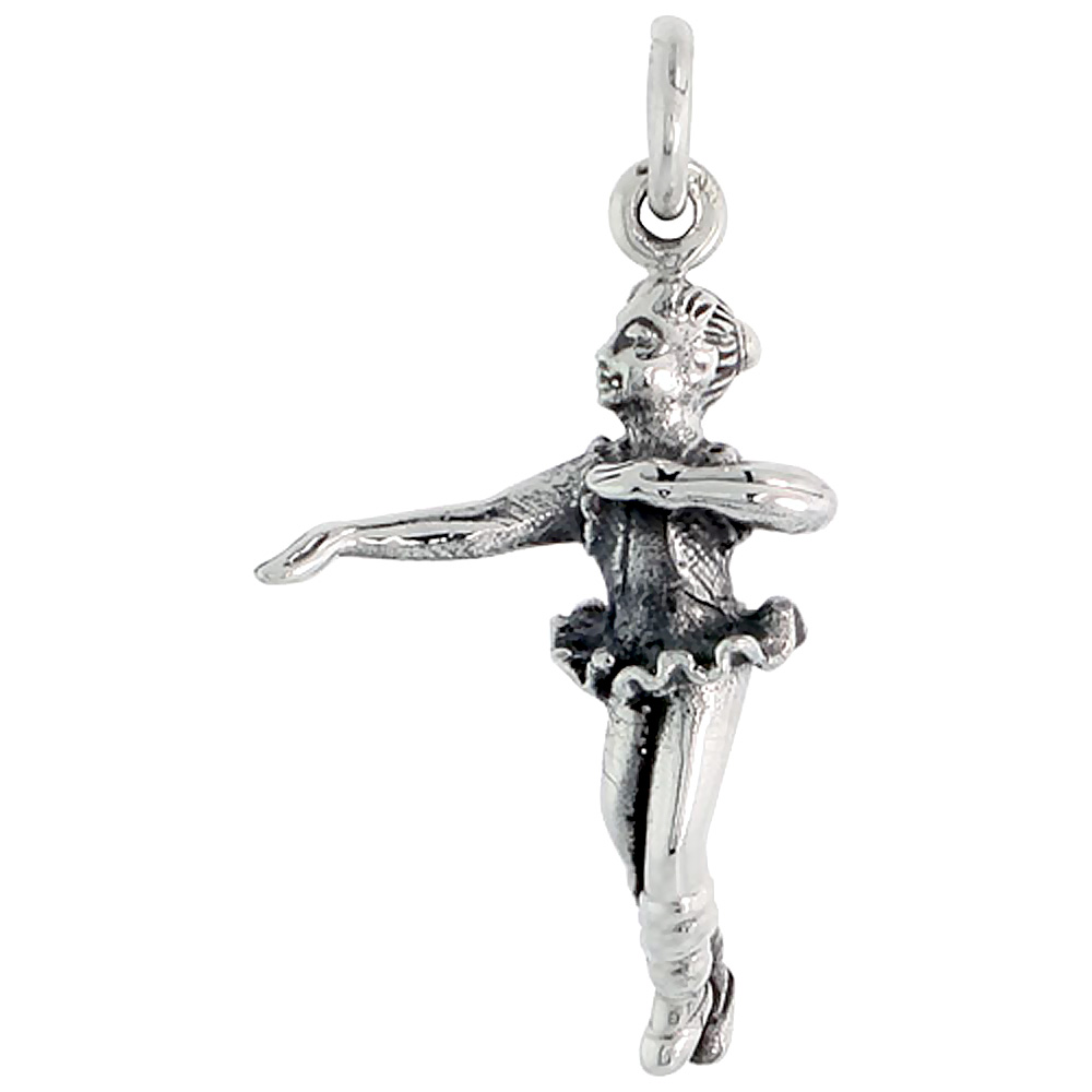 STERLING SILVER BALLERINA CHARM 1 1/16 INCH TALL