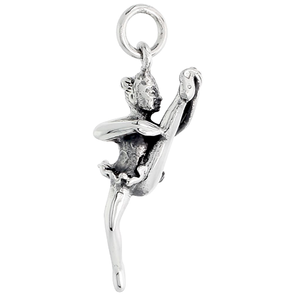 STERLING SILVER BALLERINA CHARM 1 1/16 INCH TALL