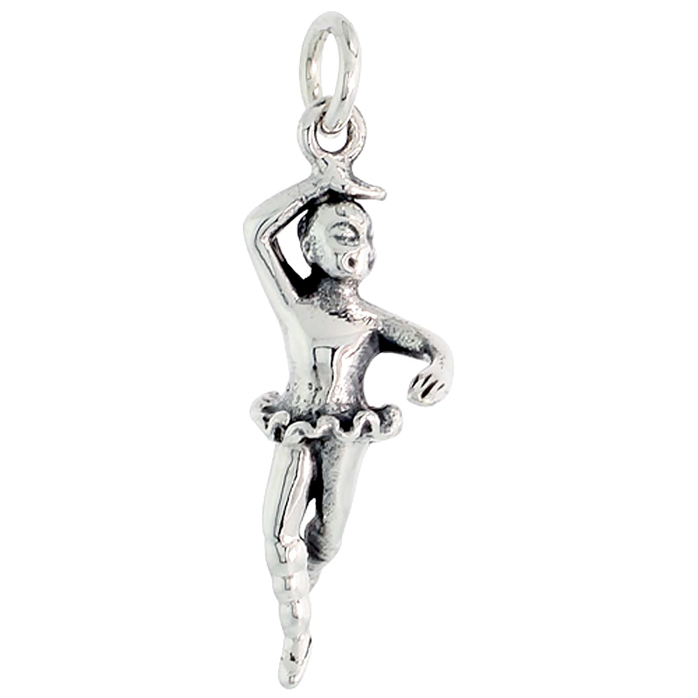 STERLING SILVER BALLERINA CHARM 1 1/8 INCH TALL
