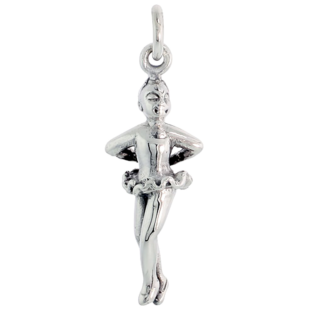STERLING SILVER BALLERINA CHARM 1 1/16 INCH TALL