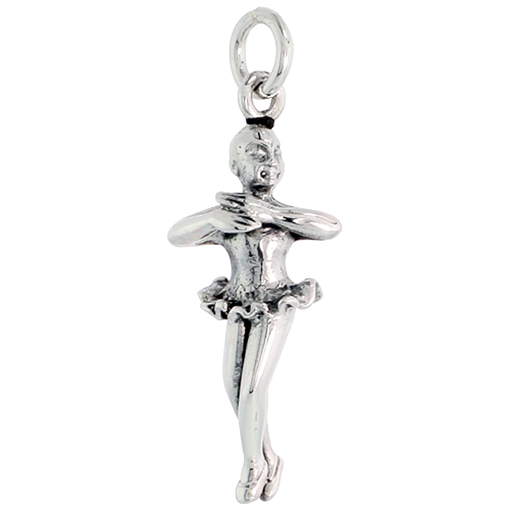 STERLING SILVER BALLERINA PIQUE TURN POSITION CHARM 1 1/8 INCH TALL