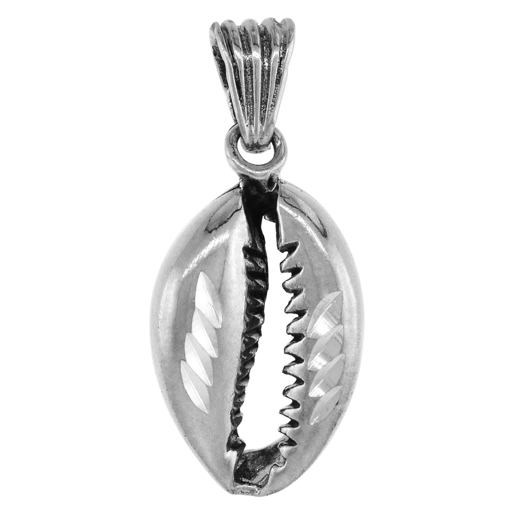 7/8 inch Sterling Silver Sea Snail Shell Necklace Diamond-Cut Oxidized finish available with or without chain
