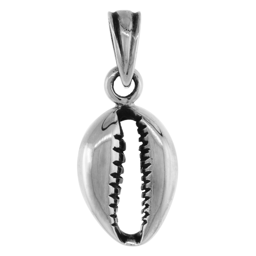 Tiny 5/8 inch Sterling Silver Sea Snail Shell Pendant for Women Diamond-Cut Oxidized finish NO Chain