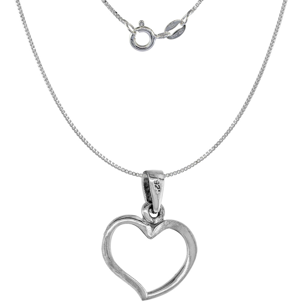TINY 5/8 INCH STERLING SILVER CUT-OUT HEART PENDANT FOR WOMEN DIAMOND-CUT OXIDIZED FINISH NO CHAIN (NO CHAIN)