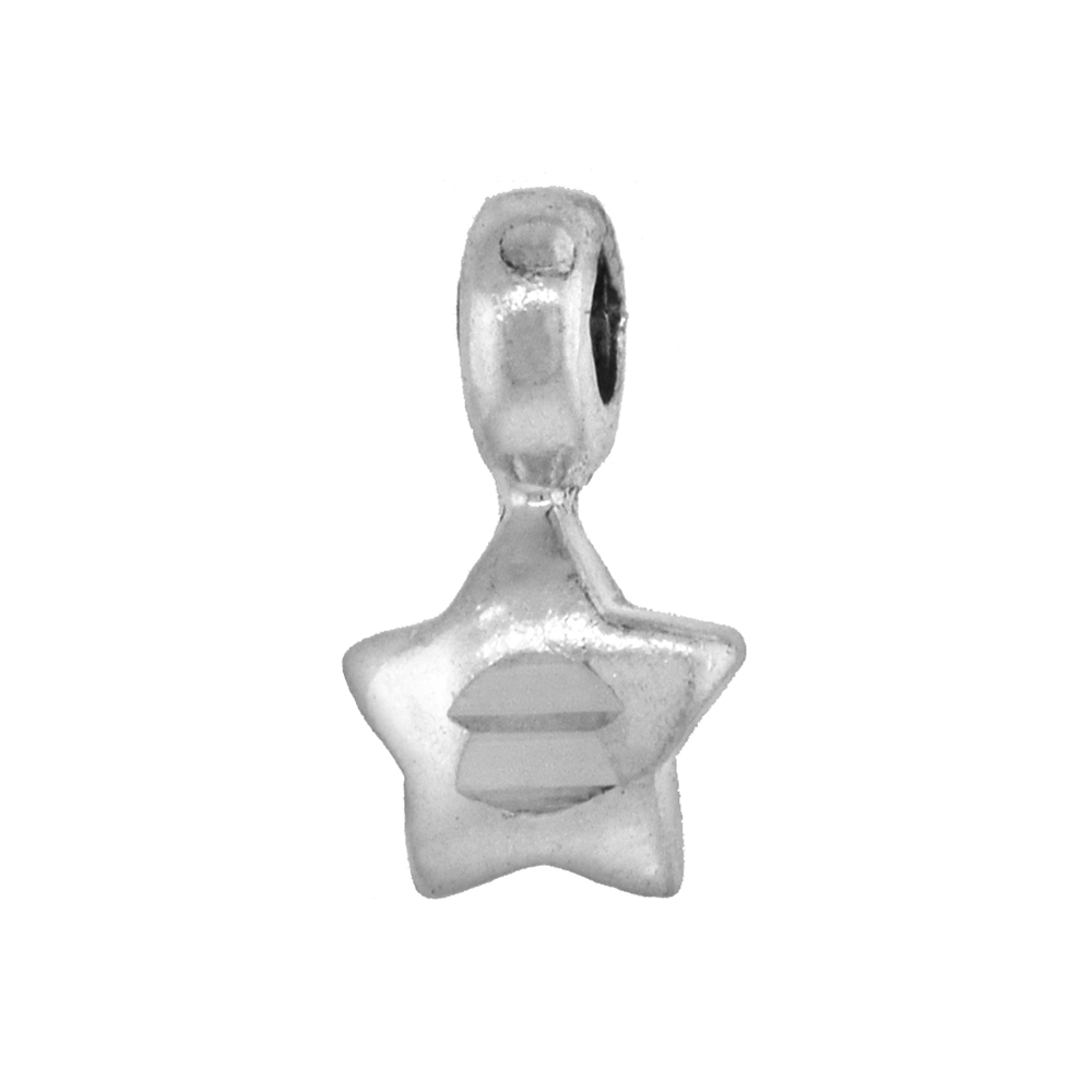 Tiny 1/2 inch Sterling Silver Star Pendant for Women Diamond-Cut Oxidized finish NO Chain