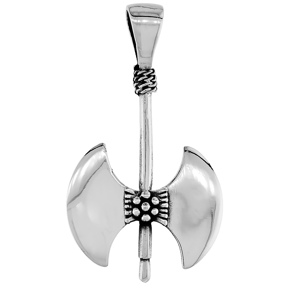 STERLING SILVER DOUBLE AXE PENDANT 1 1/2 INCH TALL