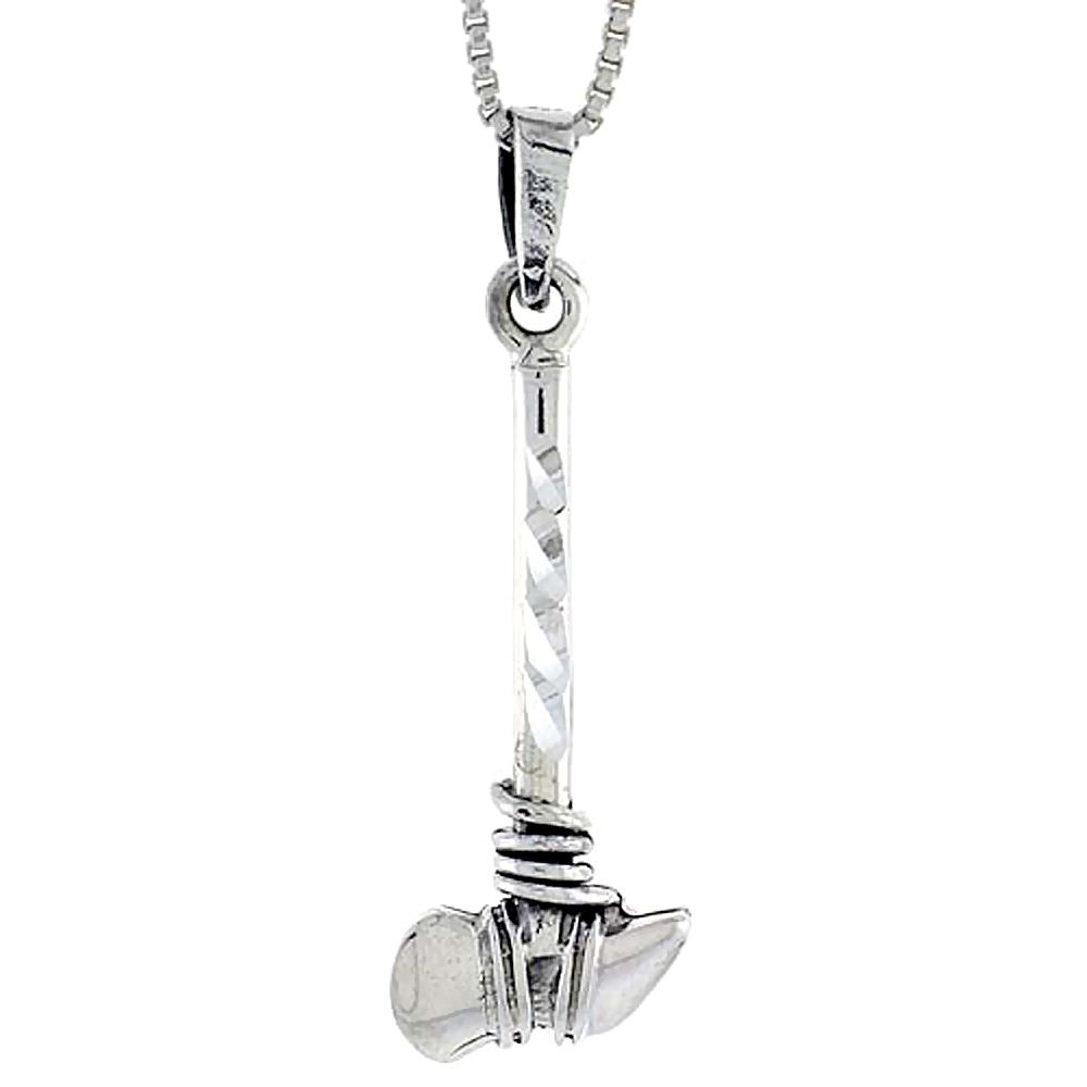 STERLING SILVER NATIVE AMERICAN STONE TOMAHAWK PENDANT 1 1/16 INCH TALL