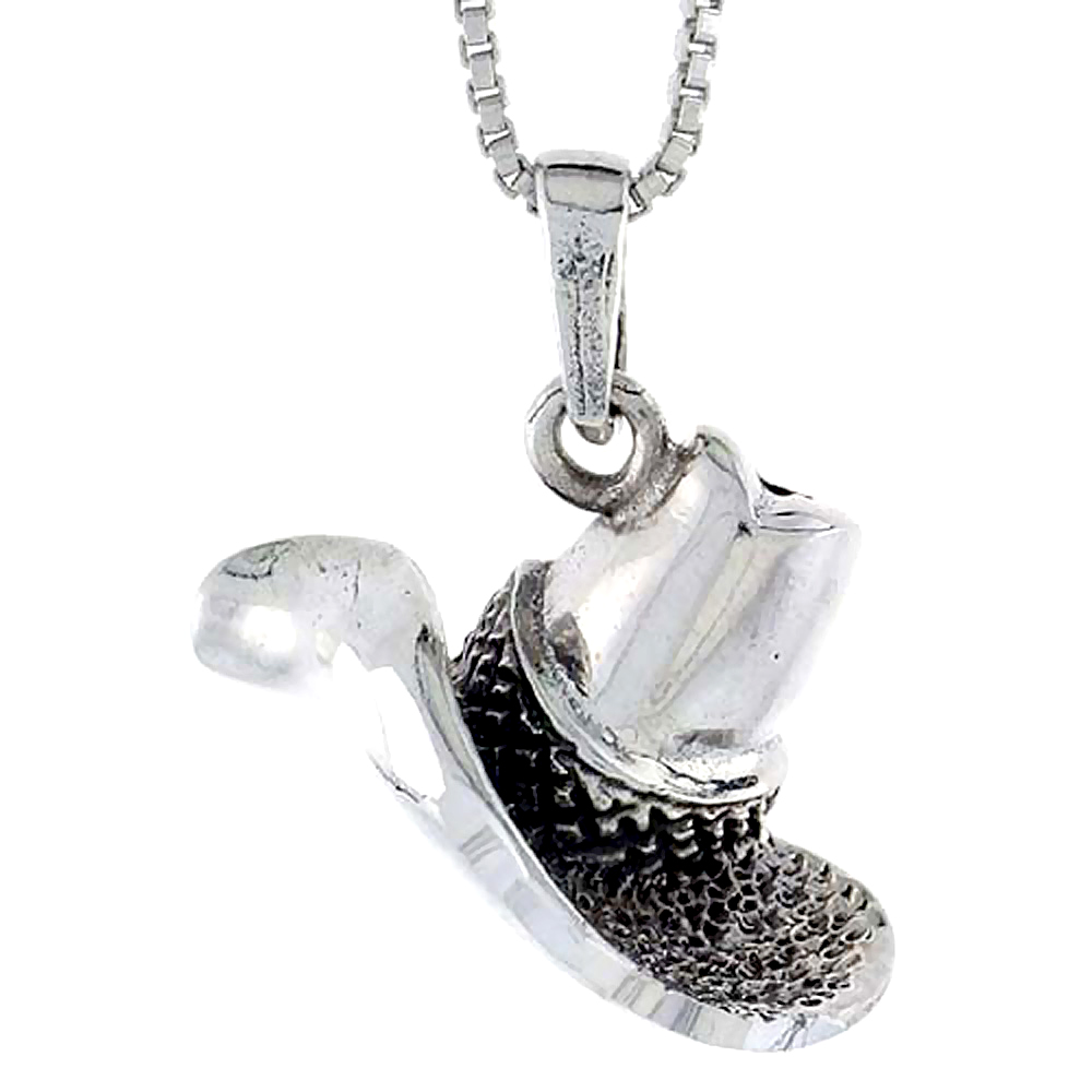 STERLING SILVER COWBOY HAT PENDANT 3/4 INCH TALL