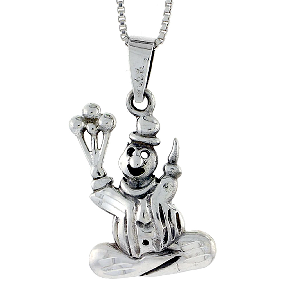 STERLING SILVER CLOWN PENDANT 1 INCH TALL