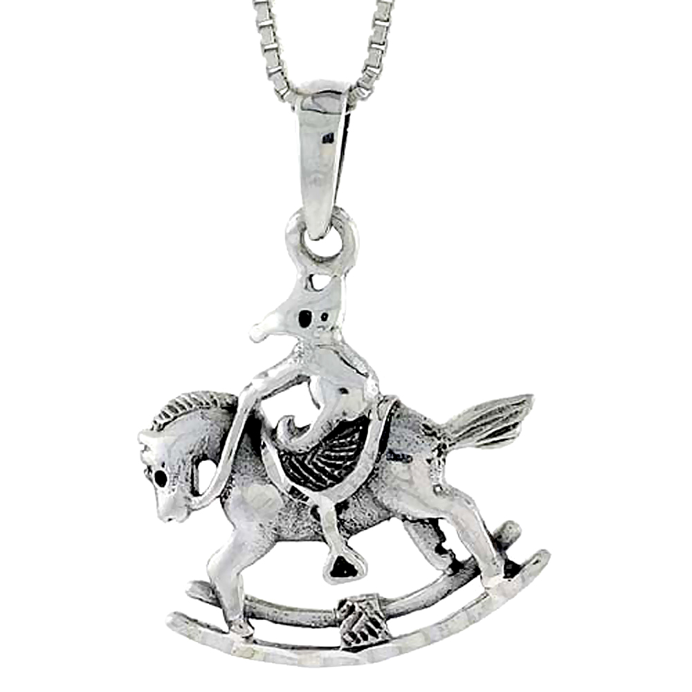 STERLING SILVER ROCKING HORSE PENDANT 3/4 INCH TALL