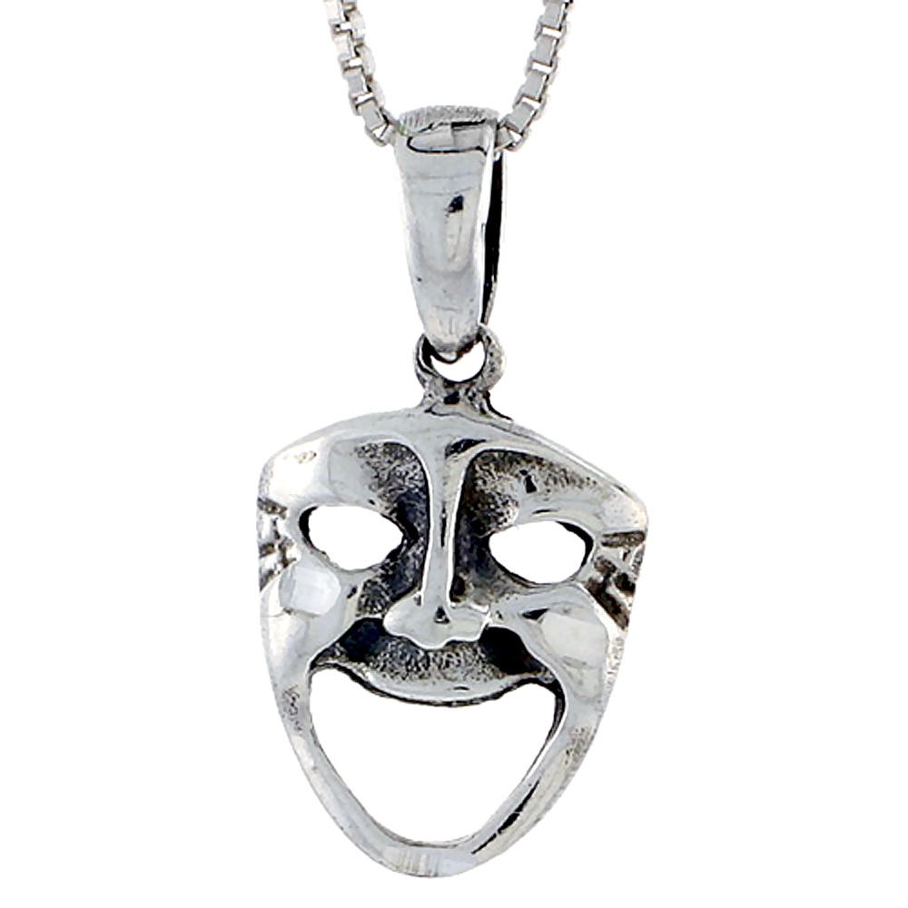 STERLING SILVER HAPPY FACE PENDANT 5/8 INCH TALL