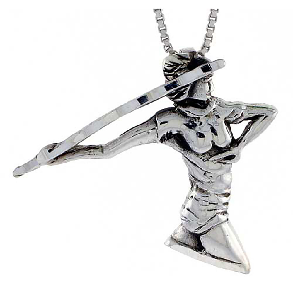 STERLING SILVER JAVELIN THROWER PENDANT 1 1/8 INCH TALL