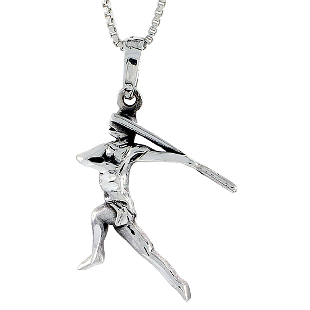 STERLING SILVER JAVELIN THROWER PENDANT 1 1/4 INCH TALL