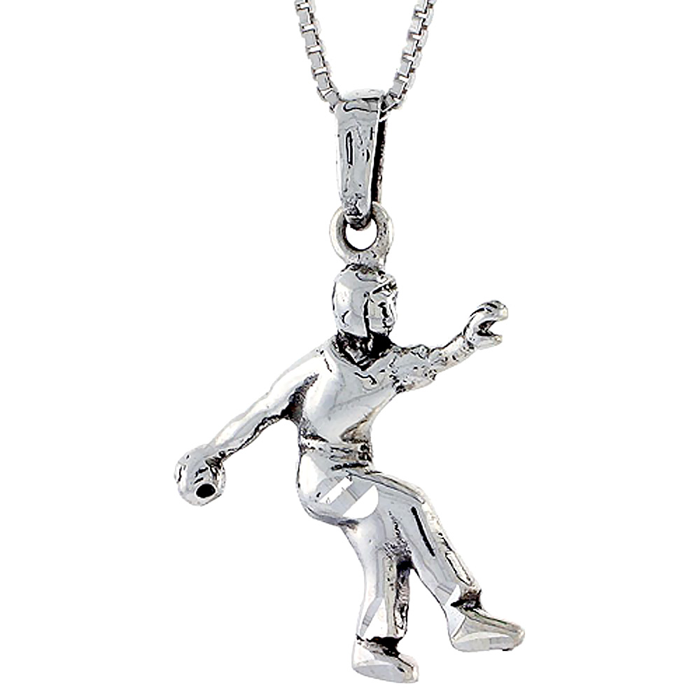 STERLING SILVER JAVELIN THROWER PENDANT 1 1/4 INCH TALL