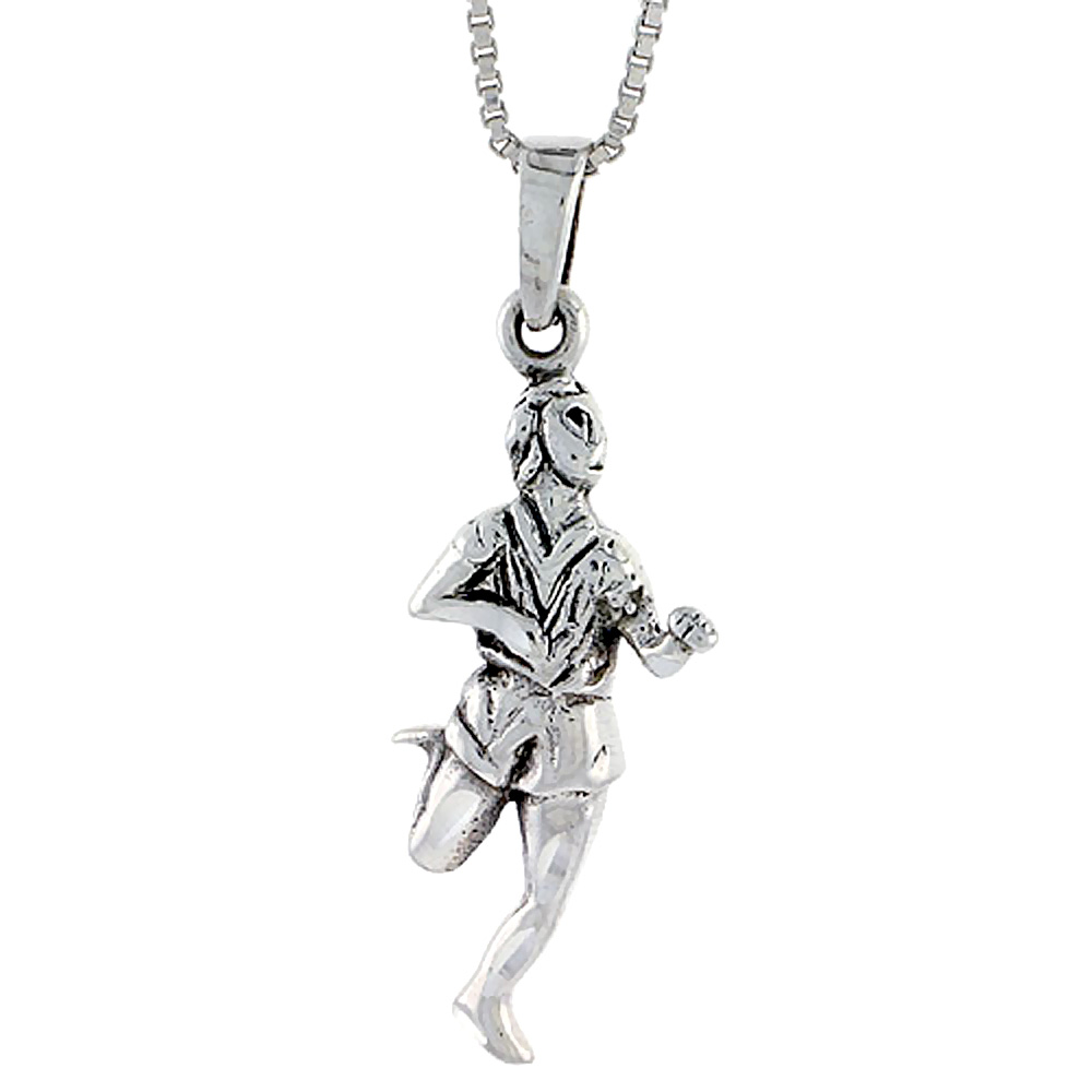 STERLING SILVER RUNNER PENDANT 1 1/4 INCH TALL
