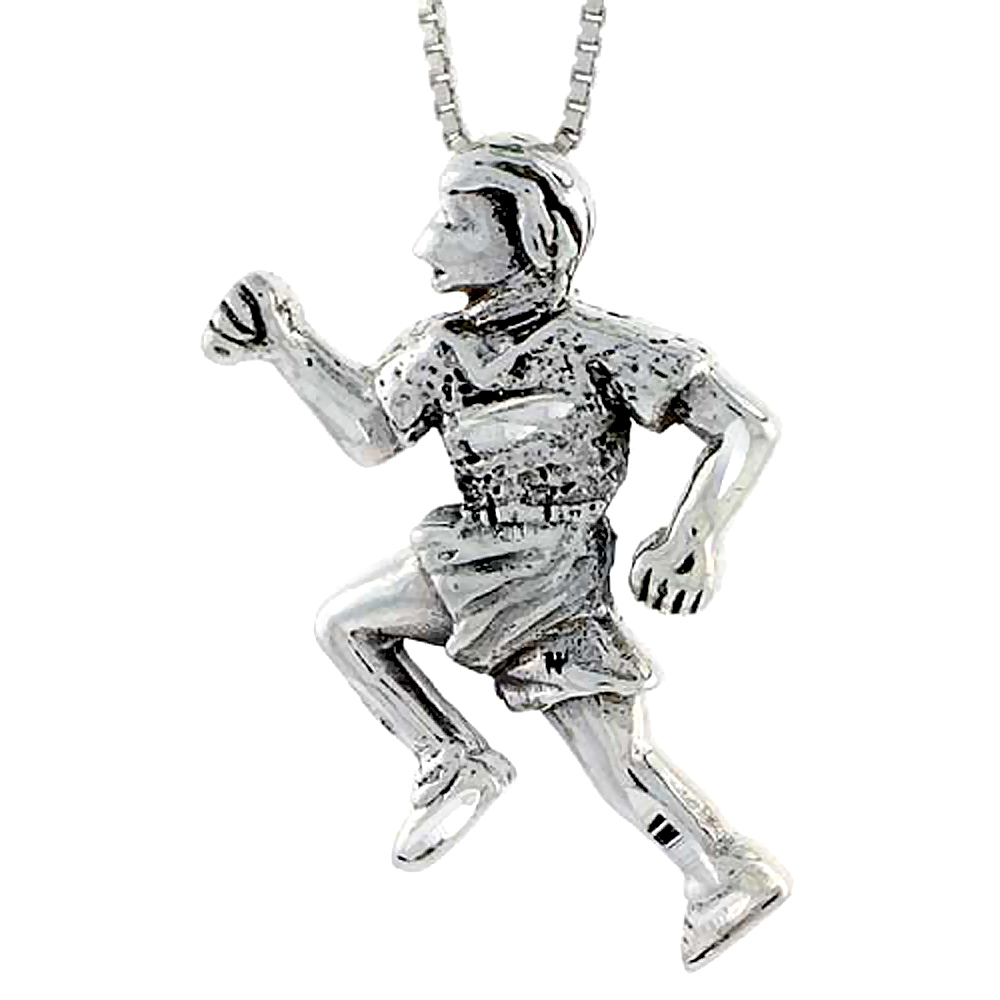 STERLING SILVER RUNNER PENDANT 1 3/8 INCH TALL
