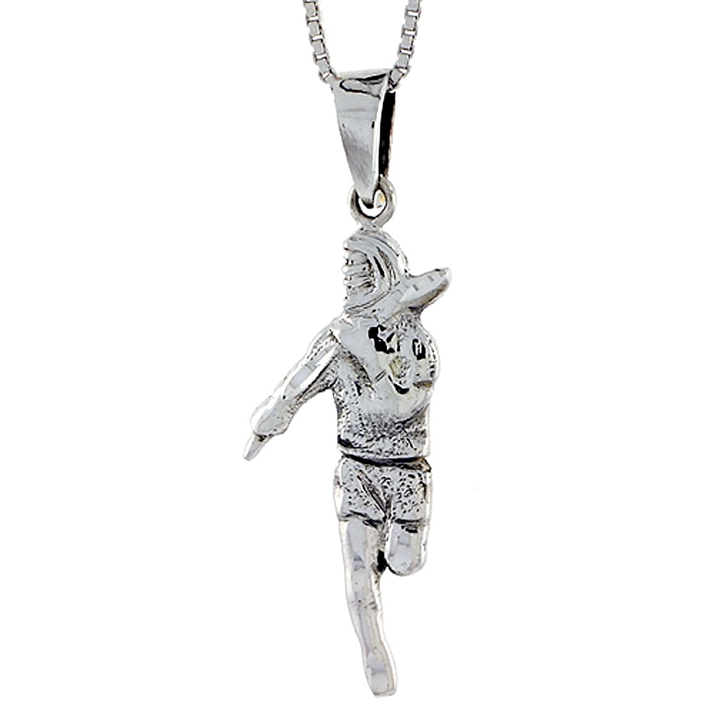 STERLING SILVER HIGH JUMPER PENDANT 1 3/8 INCH TALL