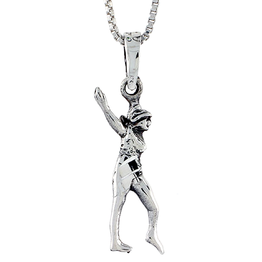 STERLING SILVER GYMNAST PENDANT 1 1/8 INCH TALL