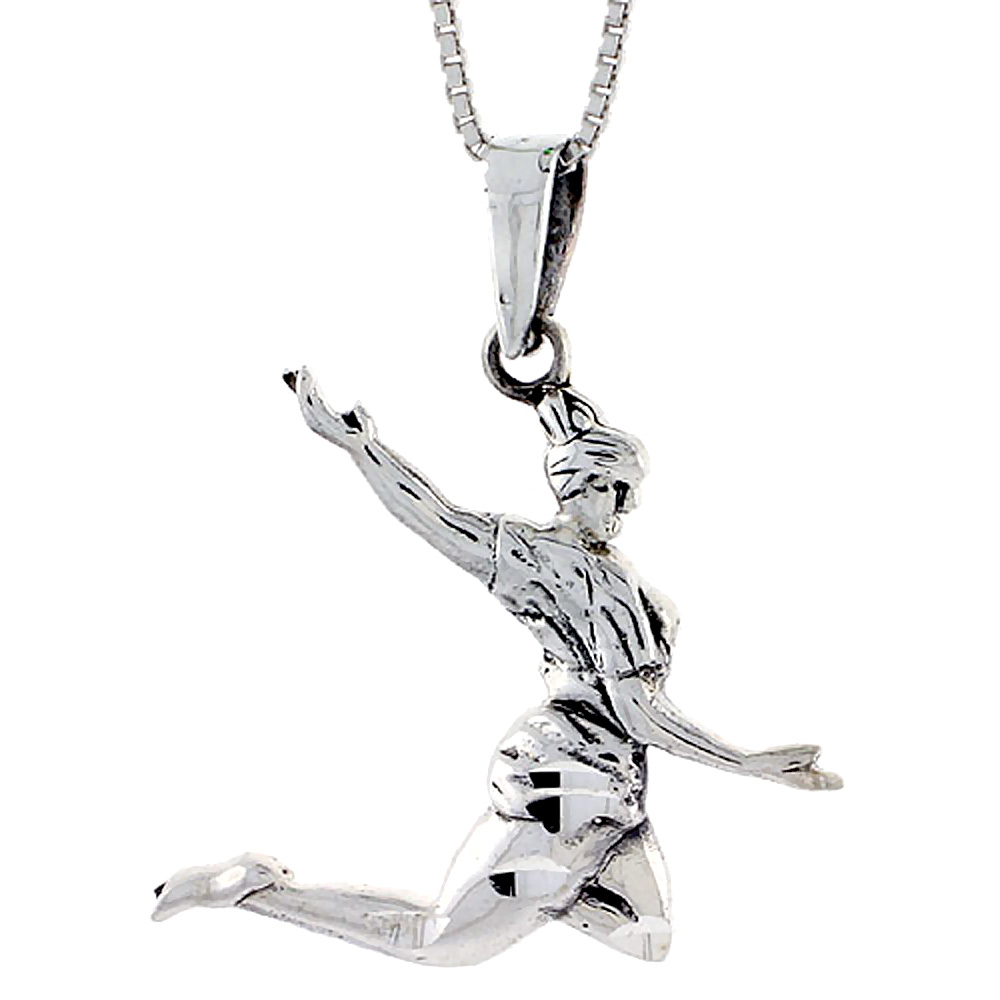 STERLING SILVER GYMNAST PENDANT 1 1/4 INCH TALL