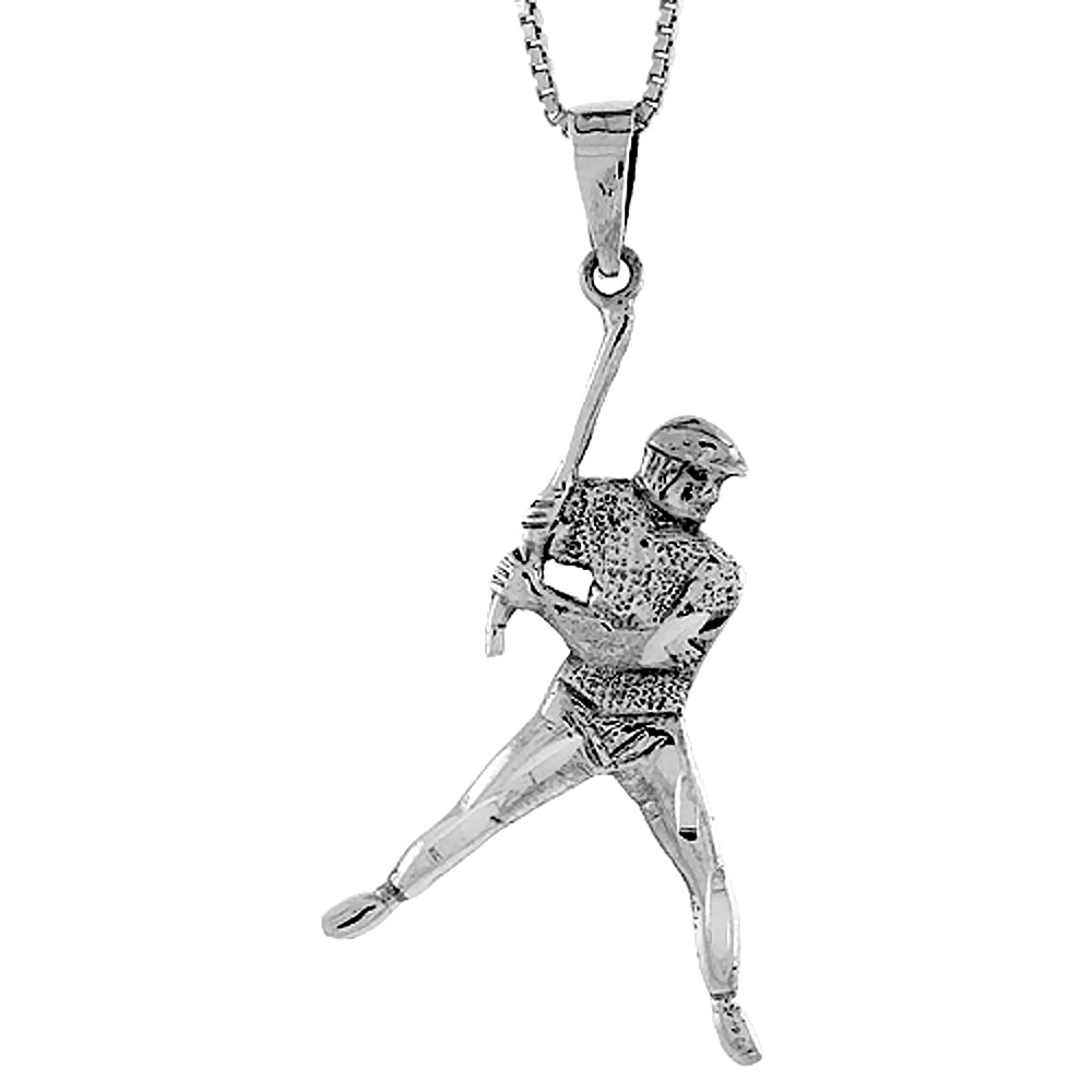 STERLING SILVER BASEBALL PENDANT 1 3/4 INCH TALL