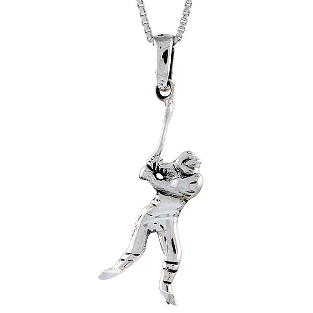 STERLING SILVER BASEBALL PENDANT 1 1/2 INCH TALL