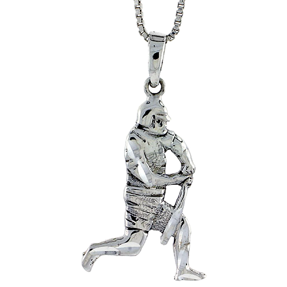 STERLING SILVER BASEBALL PENDANT 1 3/8 INCH TALL