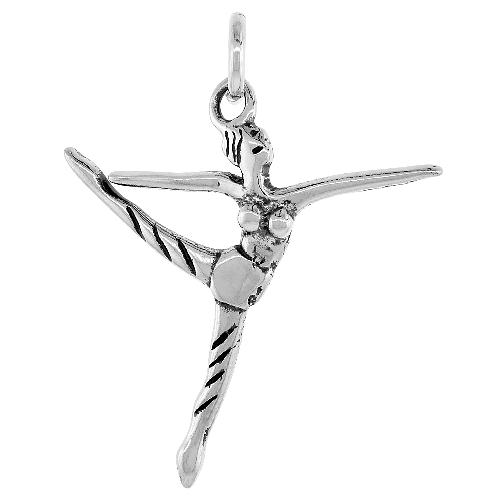 STERLING SILVER BALLET DANCER (BALLERINA) PENDANT 1 1/8 INCH TALL