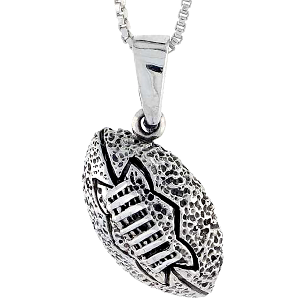 STERLING SILVER FOOTBALL PENDANT 1 INCH