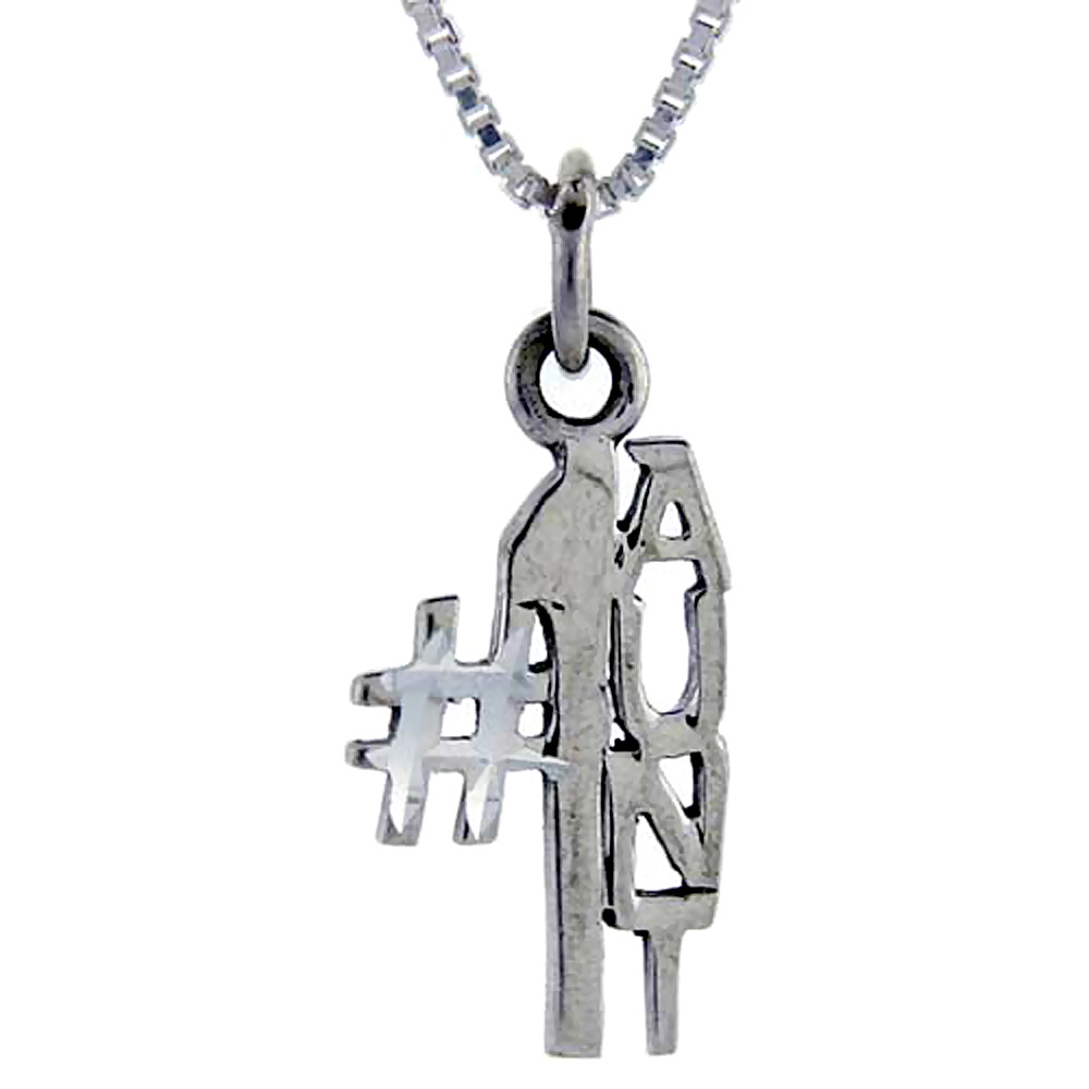 STERLING SILVER NUMBER 1 AUNT WORD PENDANT TALKING CHARM FOR WOMEN AND MEN 1 INCH WIDE