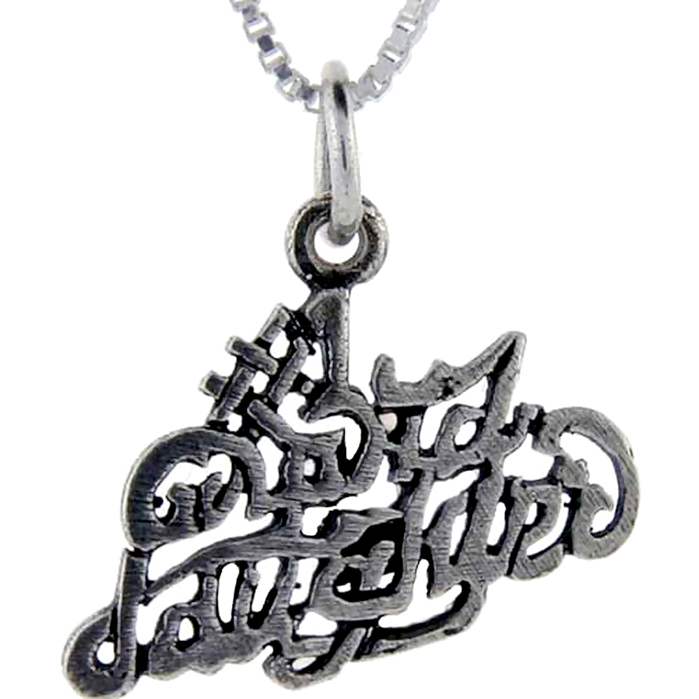 STERLING SILVER NUMBER 1 GRAND DAUGHTER WORD PENDANT TALKING CHARM FOR WOMEN AND MEN 1 INCH WIDE