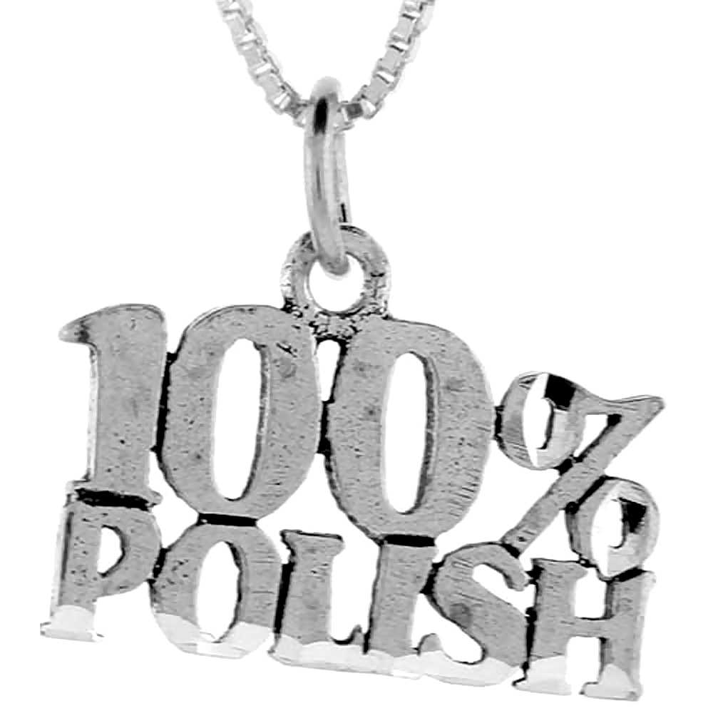 STERLING SILVER 100% POLISH WORD PENDANT TALKING CHARM FOR WOMEN AND MEN 1 INCH WIDE