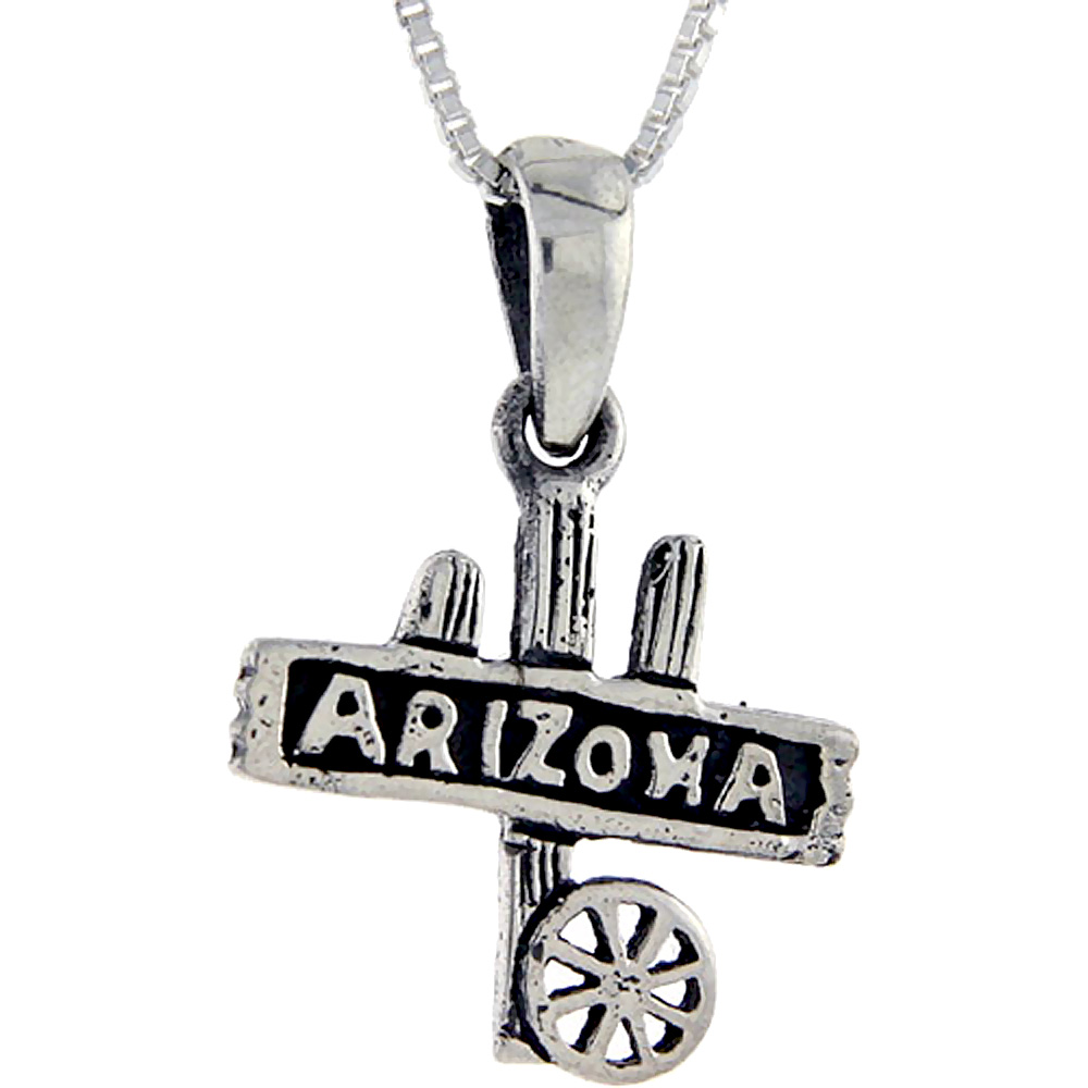 STERLING SILVER ARIZONA WORD PENDANT TALKING CHARM FOR WOMEN AND MEN 1 INCH WIDE