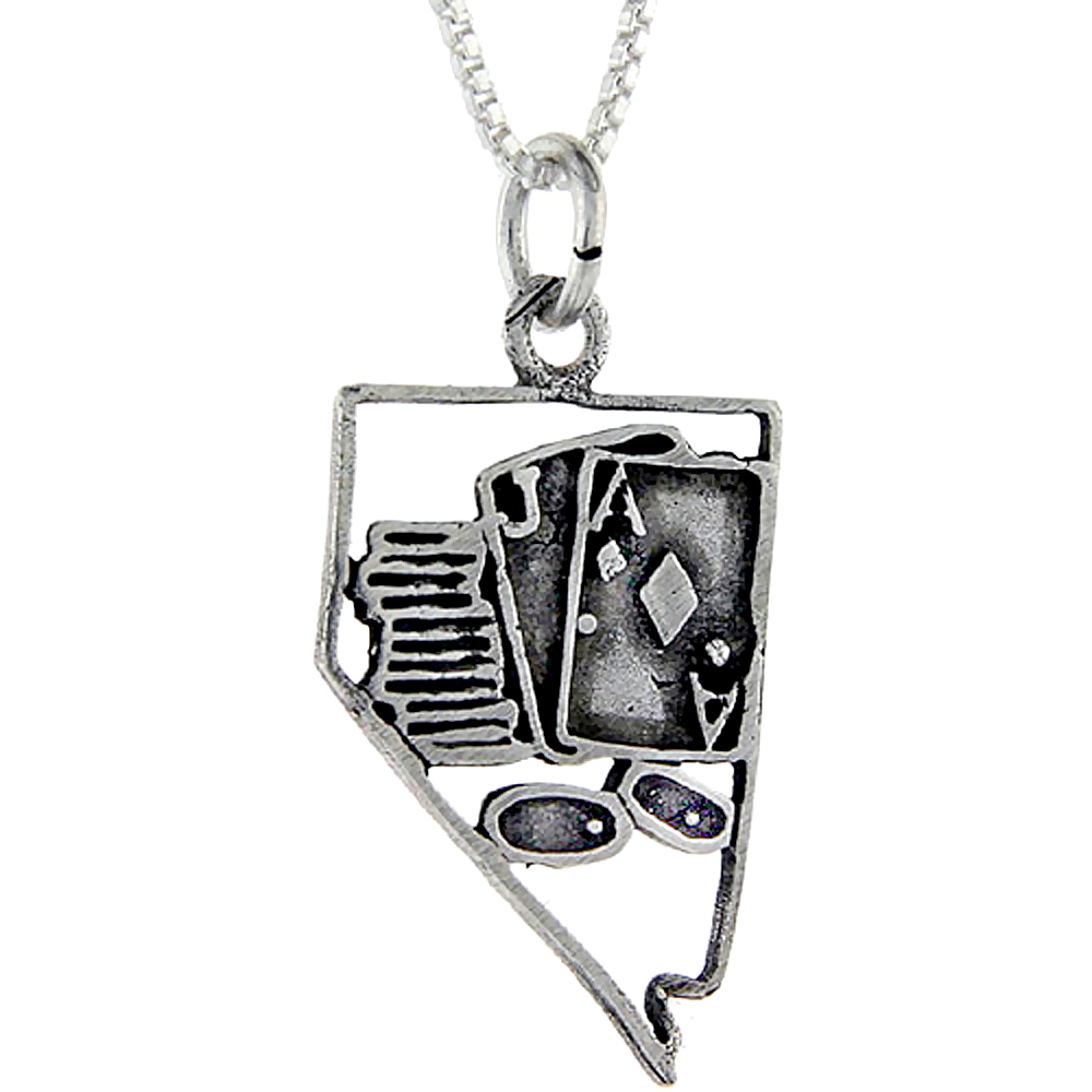 STERLING SILVER NEVADA WORD PENDANT TALKING CHARM FOR WOMEN AND MEN 1 INCH WIDE