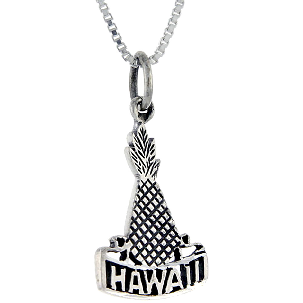 STERLING SILVER HAWAII WORD PENDANT TALKING CHARM FOR WOMEN AND MEN 1 INCH WIDE