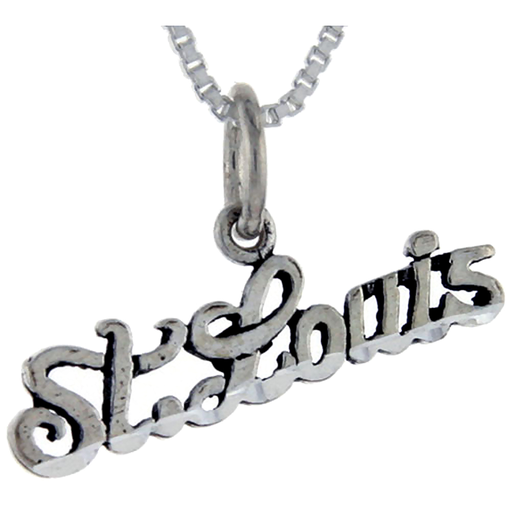 STERLING SILVER SAINT LOUISE WORD PENDANT TALKING CHARM FOR WOMEN AND MEN 1 INCH WIDE