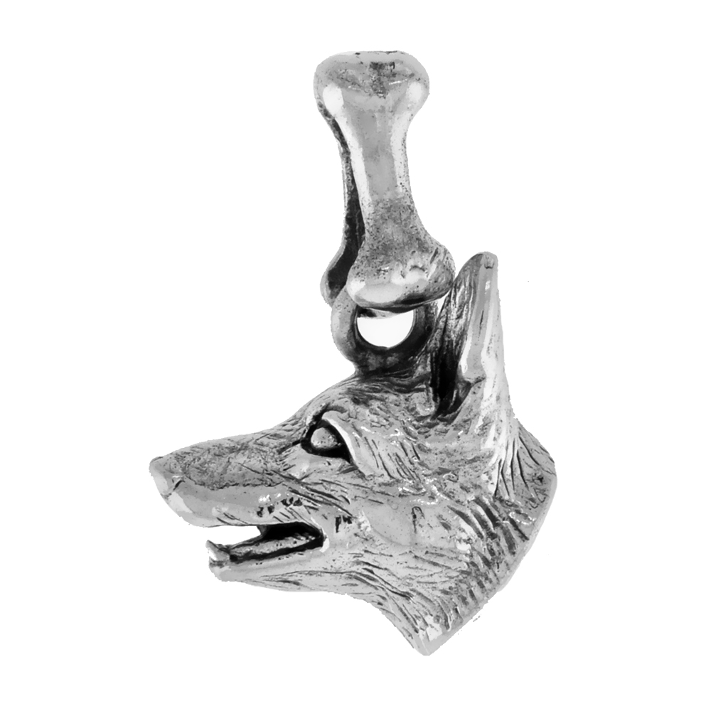 STERLING SILVER GERMAN SHEPHERD DOG PENDANT HEAD PROFILE