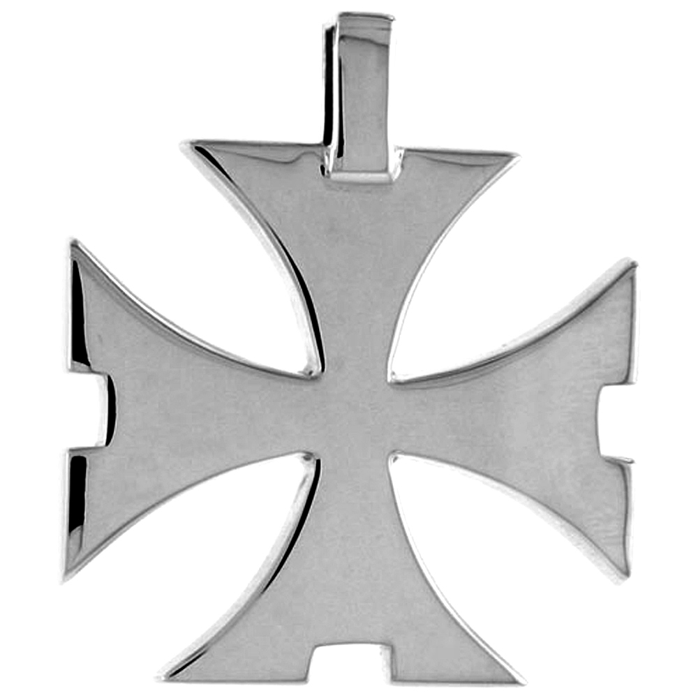STERLING SILVER MALTESE CROSS PENDANT WITH NOTCHES FOR WOMEN FLAWLESS POLISHED FINISH 1 INCH TALL NO CHAIN