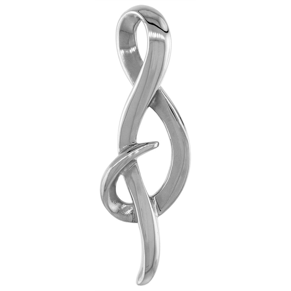 STERLING SILVER FLOATING AMPERSAND PENDANT FOR WOMEN FLAWLESS POLISHED FINISH 1 3/8 INCH TALL NO CHAIN