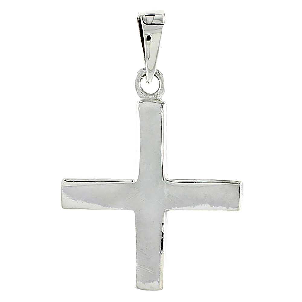 STERLING SILVER HIGH POLISHED GREEK CROSS, 1 1/8" (28 MM) TALL
