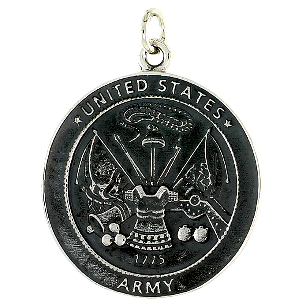 STERLING SILVER U.S. ARMY MEDAL PENDANT, 1 5/16" (33 MM) TALL