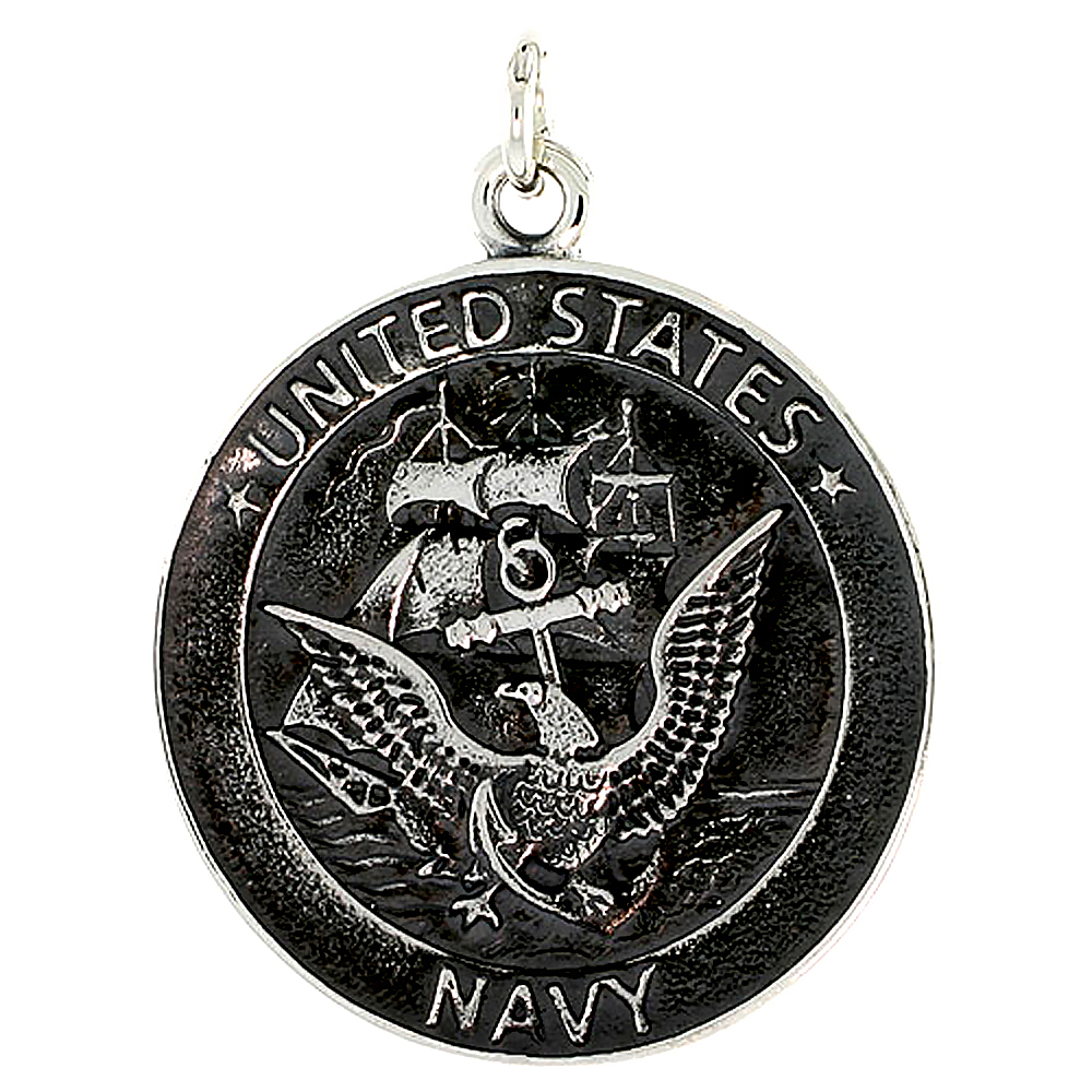 STERLING SILVER U.S. NAVY MEDAL, 1 1/4" (32 MM) TALL