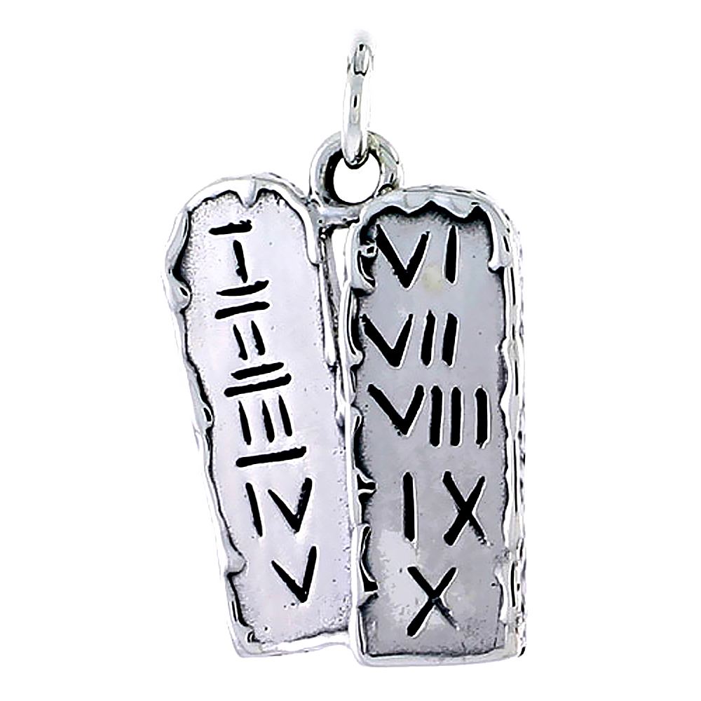 STERLING SILVER TEN COMMANDMENTS TABLETS, 7/8" (22 MM) TALL